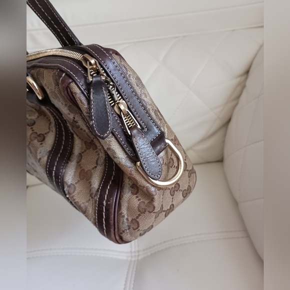 Authentic Gucci Crystal Monogram Duchessa Boston Bag Brown - Picture 5 of 14